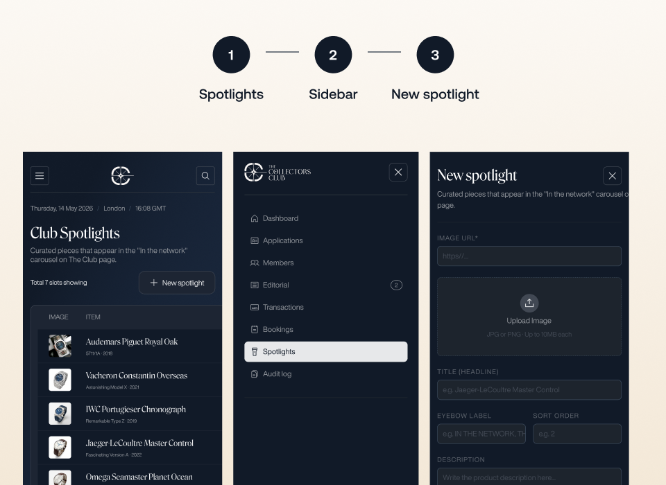 The Collectors Club Interface